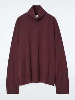 Alex Mill Berry Wine 100% Cashmere Turtleneck Oversized Small